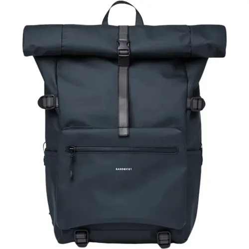 Blauer Rolltop-Rucksack mit reflektierenden Details - Sandqvist - Modalova