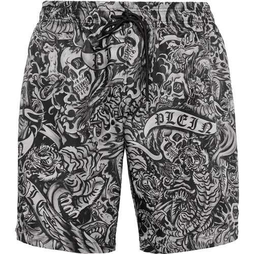 Beachwear, male, , Size: M Tattoo Print Swimwear - Philipp Plein - Modalova