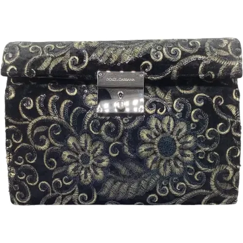 Pre-owned Clutches, female, , Size: ONE SIZE Velvet Sequined Clutch Bag - Dolce & Gabbana Pre-owned - Modalova