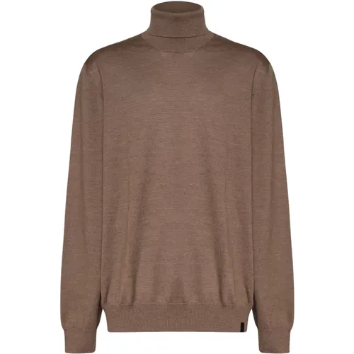 Taupe Virgin Wool High Collar Sweater , male, Sizes: XL, 3XL - Fay - Modalova