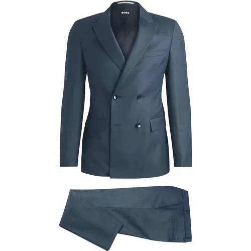 Slim Fit Wool Double-Breasted Suit , male, Sizes: 2XL, L, M, S - Hugo Boss - Modalova