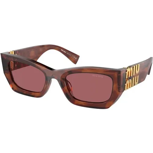 Frame, Dark Violet Lenses Sunglasses , unisex, Sizes: 53 MM - Miu Miu - Modalova