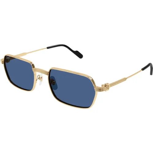 Sunglasses, unisex, , Size: M Gold Rectangle Sunglasses - Cartier - Modalova