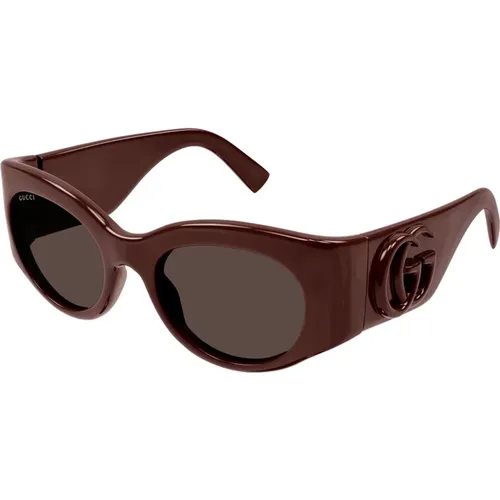 Stylish Oval Sunglasses with 3D Logo , female, Sizes: 53 MM - Gucci - Modalova