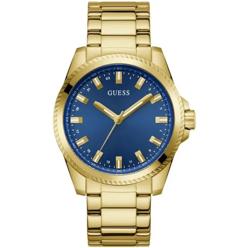 Watches, male, , Size: ONE SIZE Champ Gold Blue Quartz Watch - Guess - Modalova