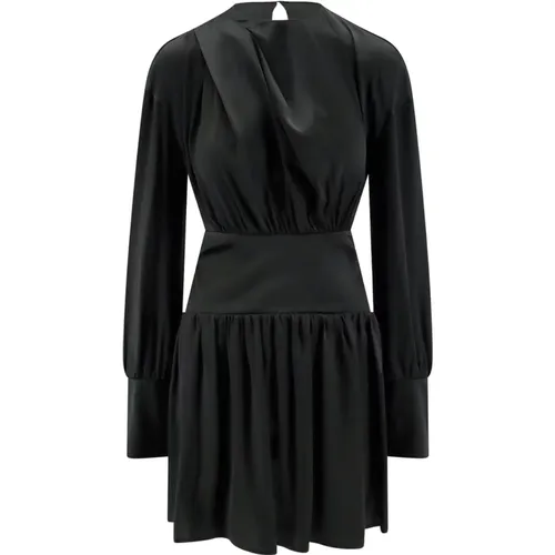 Schwarzes Kleid mit V-Ausschnitt und offenem Rücken - Semicouture - Modalova