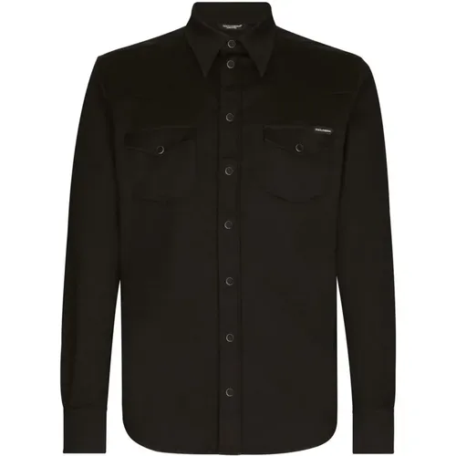 Punkish Western Branded Shirt , male, Sizes: L, 2XL - Dolce & Gabbana - Modalova