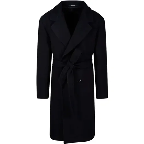 Elegant Nero Royce Belted Coat , female, Sizes: L - Tagliatore - Modalova