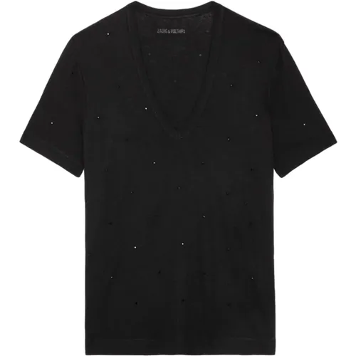 Schwarze T-Shirts und Polos , Damen, Größe: L - Zadig & Voltaire - Modalova