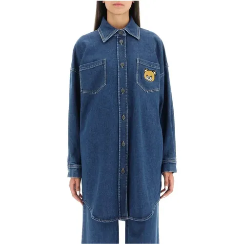 Teddy Bear Denim Overshirt Damen - Moschino - Modalova