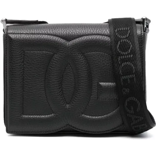 Pebbled Texture Logo Shoulder Bag , male, Sizes: ONE SIZE - Dolce & Gabbana - Modalova