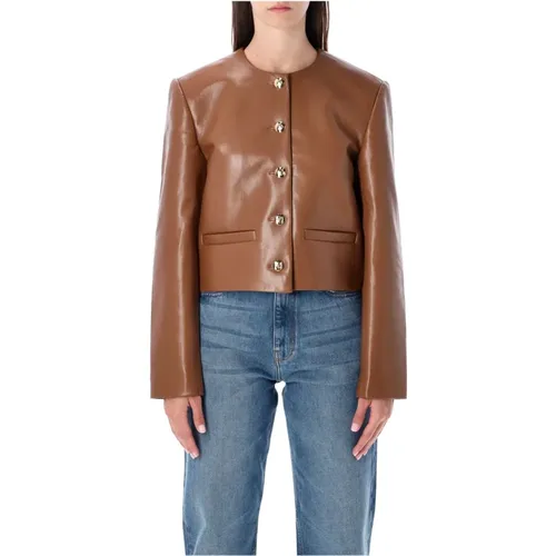 Leather Jackets, female, , Size: M Leather Cropped Jacket Aw25 - Anine Bing - Modalova