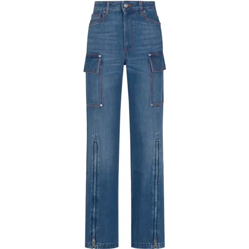 S Dark Zip Cargo Jeans , female, Sizes: W28, W25, W27, W30, W29, W26, W24 - Stella Mccartney - Modalova