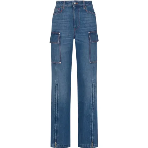 S Dark Zip Cargo Jeans , female, Sizes: W28, W27, W30, W29 - Stella Mccartney - Modalova