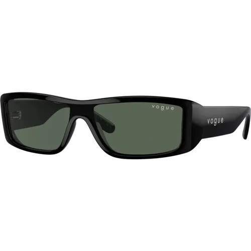 Dark Frame Sunglasses with Green Lenses , female, Sizes: ONE SIZE - Vogue - Modalova