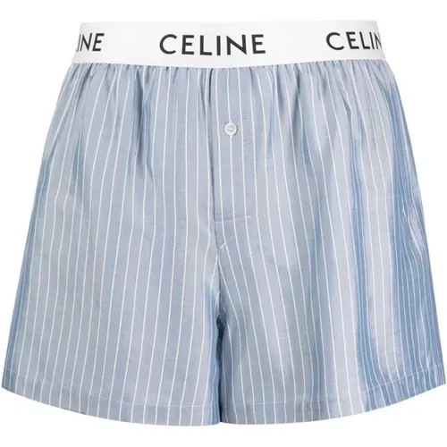 Striped Silk Boxers with Logo Waistband , male, Sizes: L - Celine - Modalova