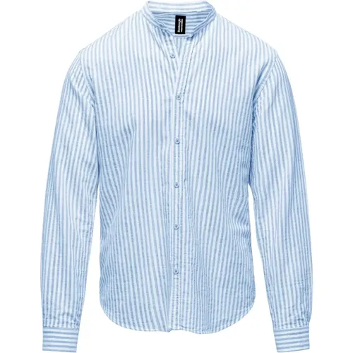 Linen/Cotton Striped Shirt with Mandarin Collar , male, Sizes: S, XS, XL, M, 2XL, 3XL, L - BomBoogie - Modalova