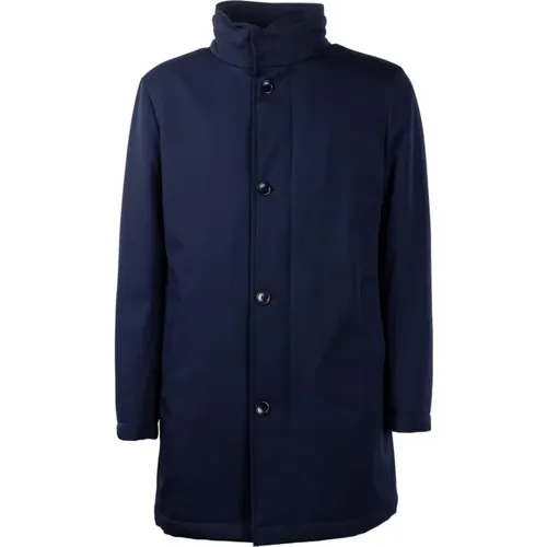 Single-Breasted Coats, male, , Size: 3XL Elegant Wool Coat with Storm System - Made in Italia - Modalova