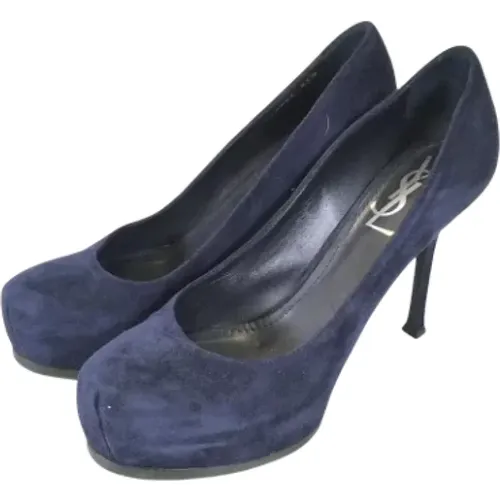 Pre-owned Pumps, female, , Size: 7 1/2 US Pre-owned Suede heels - Yves Saint Laurent Vintage - Modalova