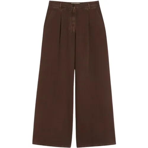 Wide Trousers, female, , Size: 2XS Wide-leg cotton bull pants - Weekend Max Mara - Modalova