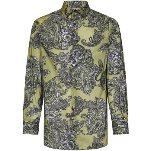 Green Paisley Print Long-Sleeve Shirt , male, Sizes: L, S, M - ETRO - Modalova
