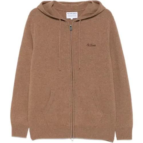 Cardigans, male, , Size: L Wool Knit Zip Hoodie Sweater - MC2 Saint Barth - Modalova