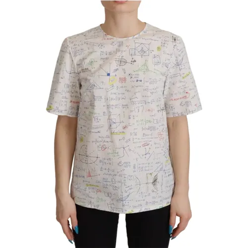 Weiße Baumwoll-Algebra-Print-Bluse , Damen, Größe: L - Dolce & Gabbana - Modalova