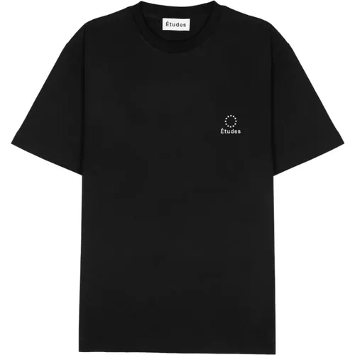 Schwarzes Jersey Baumwoll T-Shirt mit Etudes Logo - Études - Modalova