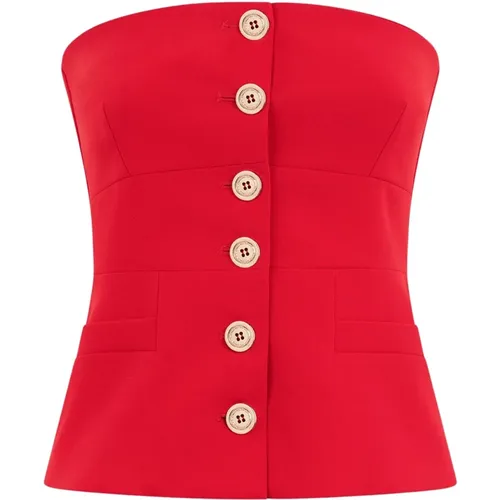 Strapless Button-Up Top , female, Sizes: XL, S, XS, 2XS, M - pinko - Modalova