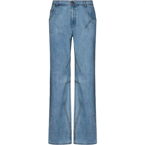 Blaue Jeans mit weitem Beinschnitt und Kontrastnähten - Andersson Bell - Modalova