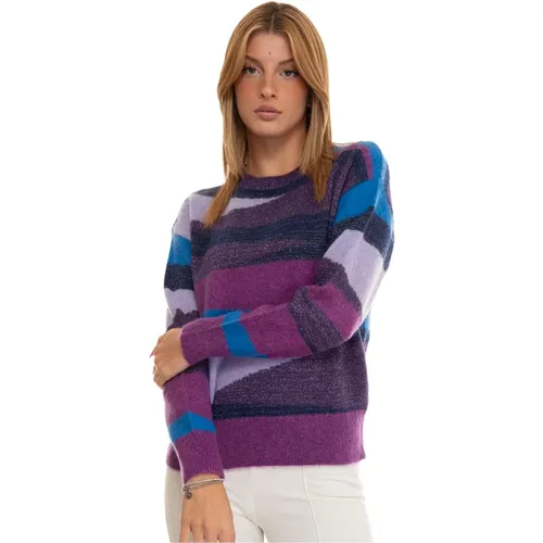 Multicolor Round-necked Pullover , female, Sizes: M, L - Suncoo - Modalova