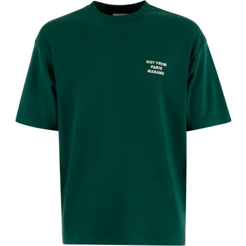Grünes T-Shirt Slogan , Herren, Größe: S - Drole de Monsieur - Modalova