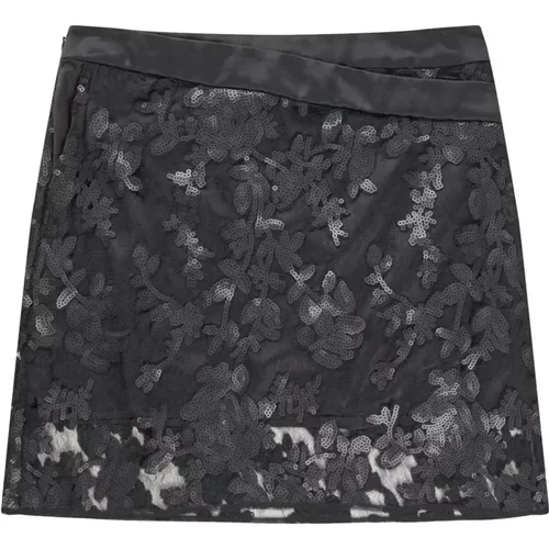 Sequin Skirt with Lace Trim , female, Sizes: M, XL - Munthe - Modalova