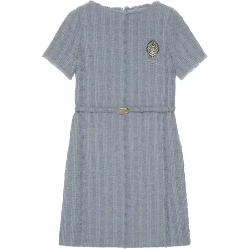 Clear Wool Blend Tweed Dress , female, Sizes: M, L - Gucci - Modalova