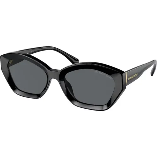 Schwarzer Rahmen Dunkelgraue Gläser Sonnenbrille - Michael Kors - Modalova