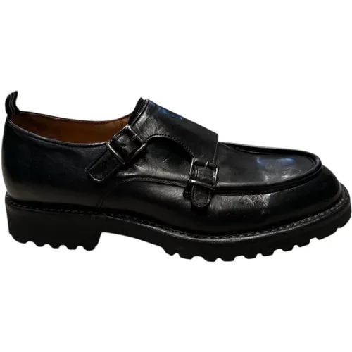 Double buckle leather shoes, tank sole , male, Sizes: 8 UK, 11 UK, 7 1/2 UK, 9 1/2 UK, 8 1/2 UK, 10 UK - Green George - Modalova