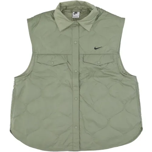Vests, female, , Size: S Quilted Sleeveless Sportswear Vest - Nike - Modalova