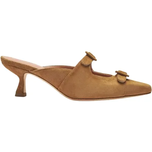 Elegante Tan Suede Slip-On Mules , Damen, Größe: 37 EU - Scarosso - Modalova