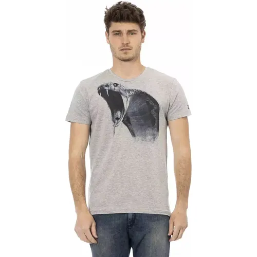 Schickes Graues Rundhals T-Shirt , Herren, Größe: L - Trussardi - Modalova