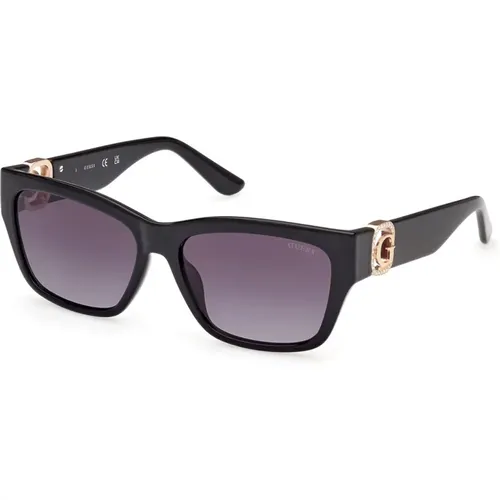 Rectangular Sunglasses in Glossy Acetate , unisex, Sizes: 56 MM - Guess - Modalova