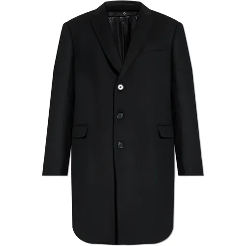 Single-Breasted Coats, male, , Size: M Wool Coat - Emporio Armani - Modalova