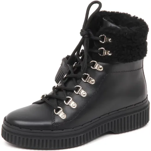 Lace-up Boots, female, , Size: 7 US Leather Ankle Boots with Hooks - TOD'S - Modalova