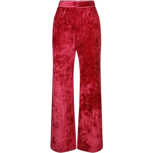 Wide Trousers, female, , Size: S Raspberry Velvet Effect Darlyn Pants - Isabel marant - Modalova