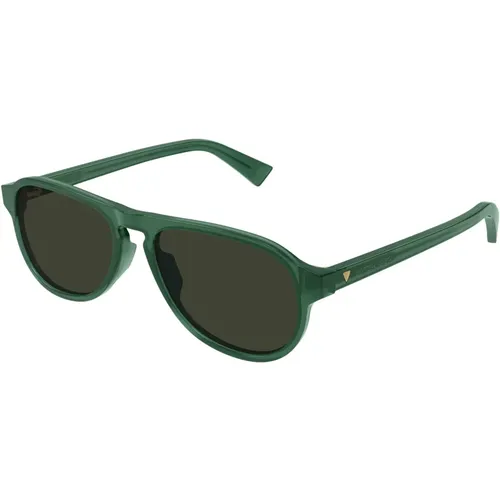 Lime Yellow/Silver Sunglasses , male, Sizes: 55 MM - Bottega Veneta - Modalova