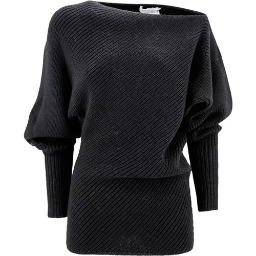 Chunky Ribbed Knit Batwing Sweater , female, Sizes: 2XS, S, XS - Philosophy di Lorenzo Serafini - Modalova