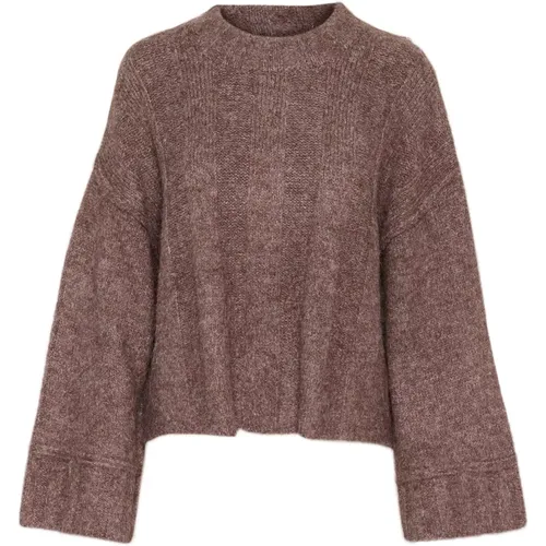 Weiter Strickpullover Plum Truffle , Damen, Größe: L - Karen by Simonsen - Modalova