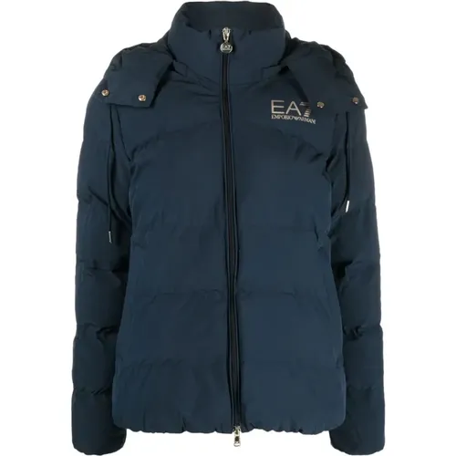 Blaue Winter Pufferjacke,Down Jackets - Emporio Armani EA7 - Modalova