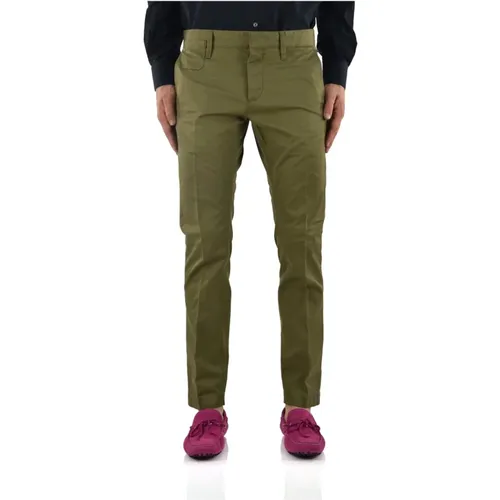 Chinos, male, , Size: S Cotton Men`s Buttoned Pants - Dsquared2 - Modalova