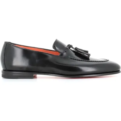 Brushed Leather Tassel Loafers , male, Sizes: 10 UK - Santoni - Modalova