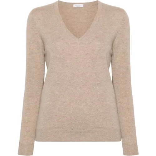 Cashmere V-Neck Sweater , female, Sizes: M - BRUNELLO CUCINELLI - Modalova